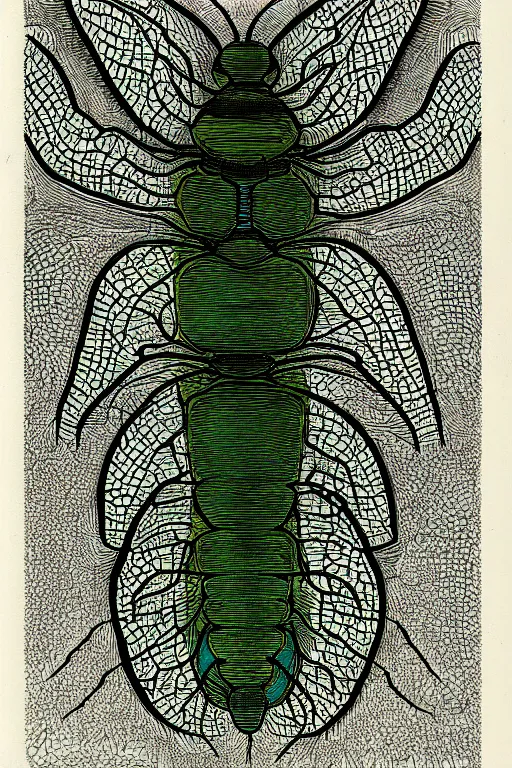 Image similar to transparent rare insect with reaction diffusion patterns. top view. high detail. illustration by Moebius