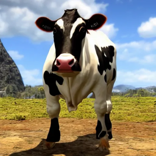 Image similar to a cow, as a character in tekken