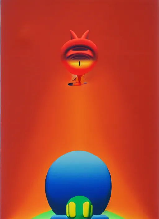 Image similar to inflated devil by shusei nagaoka, kaws, david rudnick, airbrush on canvas, pastell colours, cell shaded, 8 k