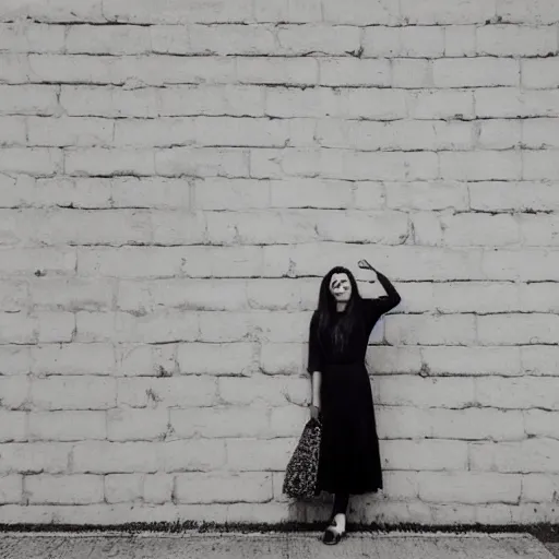 Prompt: a woman standing in front of a wall with a name on it, a stock photo by juan villafuerte, instagram, pre - raphaelitism, full body, contest winner, maximalist