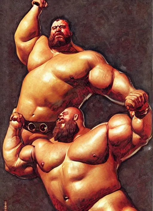 Prompt: head and torso portrait of huge muscular eddie hall as juggernaut, by lawrence alma tadema and rick berry and norman rockwell and greg staples and jack kirby