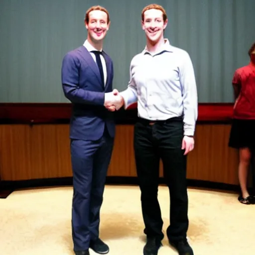 Prompt: mark zuckerberg shaking hands with the most evil man in the universe - w 1 0 8 8