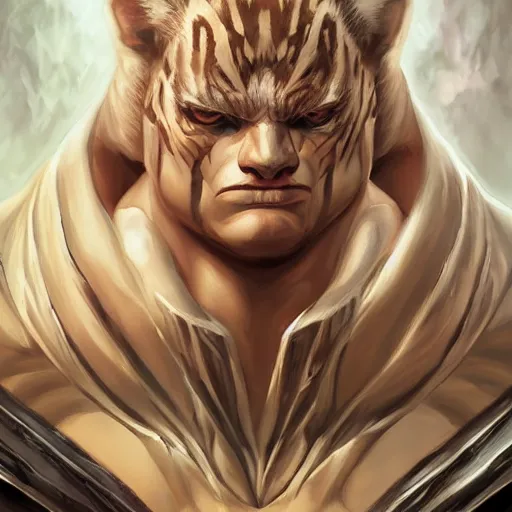 Image similar to a esthetic portrait commission of a muscular antrho albino tiger wearing the superman outfit,hyperdetailed face,character design by charlie bowater,ross tran,artgerm,makoto shibkai,photorealistic,western comic book art,film poster,deviantart,artstation