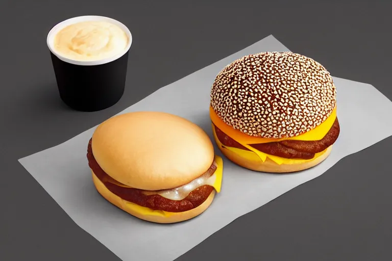 Image similar to mcdonalds fifty cheese slices between two sesame seed buns, commercial photograph