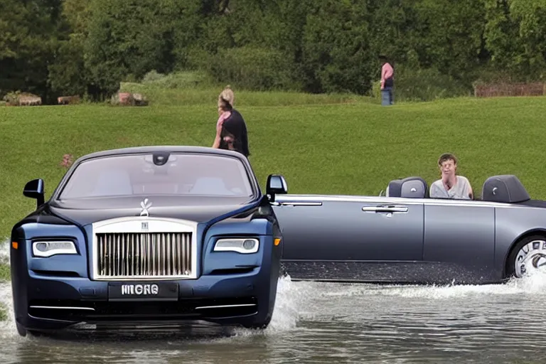 Image similar to stoned teenagers decided to drown Rolls-Royce