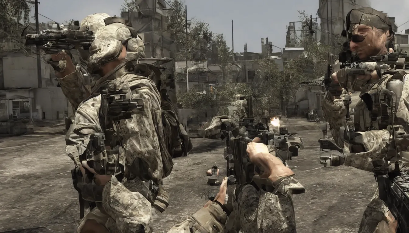 Image similar to Tobey Maguire in Call Of Duty, in-game screenshot, stunning screenshot, epic, intricate, accurate, cool, trending,