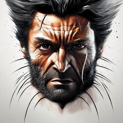 Prompt: wolverine in costumem starring into the camera, fixed eyes, cinematic, surreal, dramatic lighting, face, detailed, intricate, elegant, highly detailed, digital painting, artstation, chalk, concept art, smooth, sharp focus, illustration, art by sam spratt,