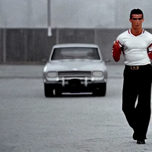 Prompt: movie still of cristiano ronaldo as kgb in rounders (1998),