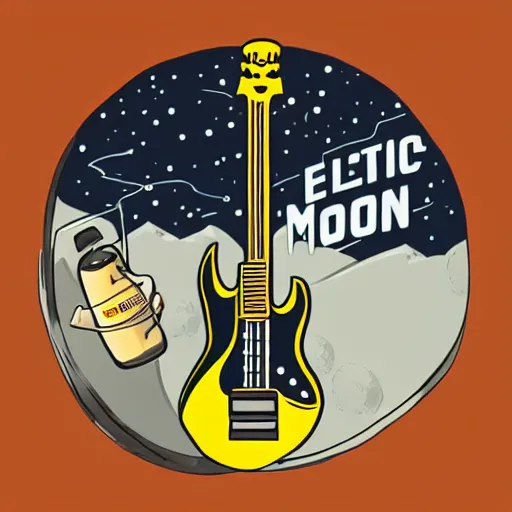 Image similar to electric guitar and a beer can on the moon