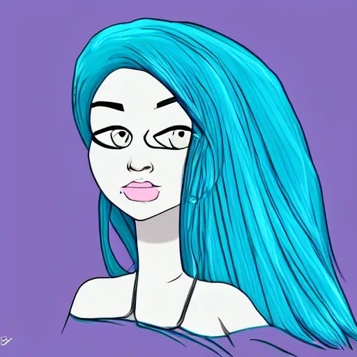 Image similar to blue hair girl by anna cattish, character design animation