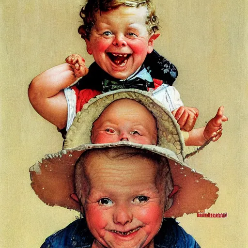 Prompt: smiling worm baby by norman rockwell