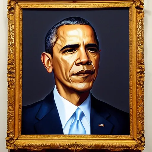 Prompt: “Kehinde Wiley portrait of Obama”