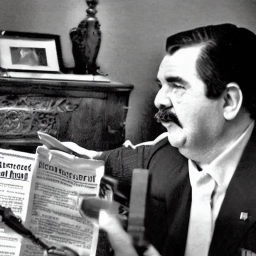 Image similar to Tom the Box meeting Lech Wałęsa, real men, real politics, hyper detailed, hyper realistic, newspaper photography