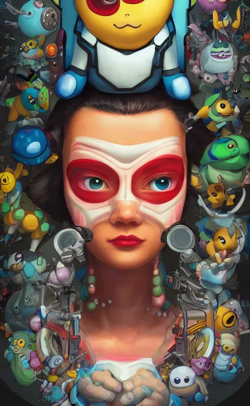 Image similar to lofi BioPunk Pokemon Pikachu portrait Pixar style by Tristan Eaton_Stanley Artgerm and Tom Bagshaw,