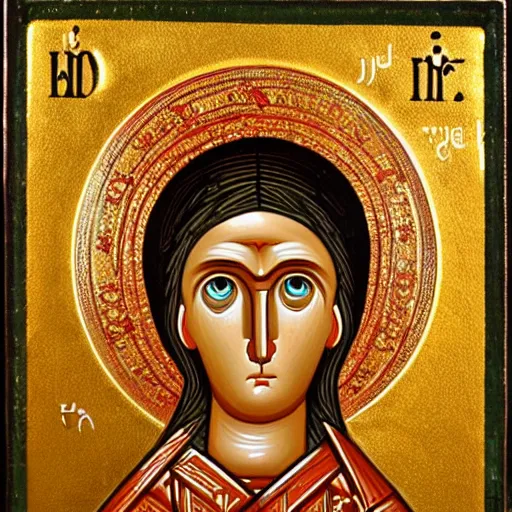 Image similar to an orthodox christian icon of lain iwakura