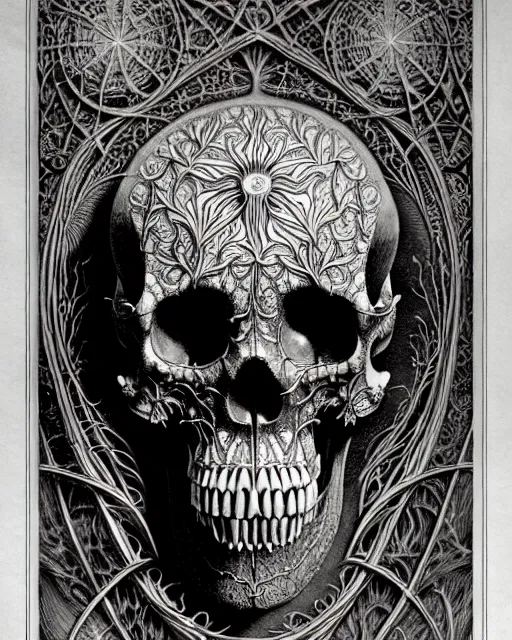 Image similar to art forms of nature by ernst haeckel, memento mori by arthur rackham, ornate antique porcelain beautiful skull mask, ultrasharp, photorealistic, hyperdetailed, octane render, polished, art nouveau, neo - gothic, gothic, intricate ornamental organic filigree, art nouveau botanicals, art forms of nature by ernst haeckel, horizontal symmetry, symbolist, visionary