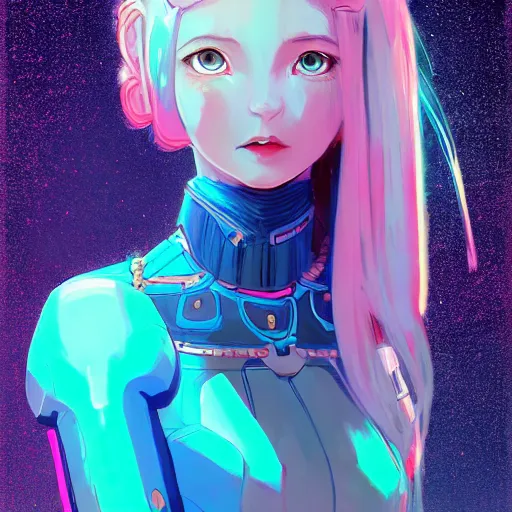 Image similar to art championship winner trending on artstation portrait of a goddess elven mecha warrior princess, head and shoulders, blue hair, matte print, pastel pink neon, cinematic highlights, lighting, digital art, cute freckles, digital painting, fan art, elegant, pixiv, by Ilya Kuvshinov, daily deviation, IAMAG, illustration collection aaaa updated watched premiere edition commission ✨✨✨ whilst watching fabulous artwork \ exactly your latest completed artwork discusses upon featured announces recommend achievement