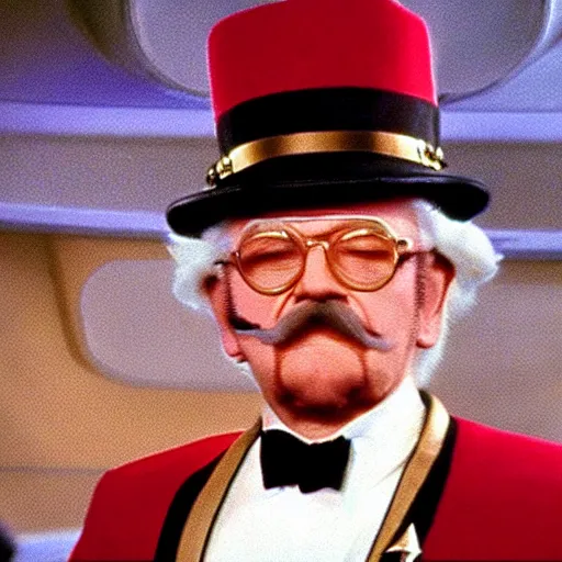 Image similar to A still of Colonel Sanders as a Captain on Star Trek The Next Generation