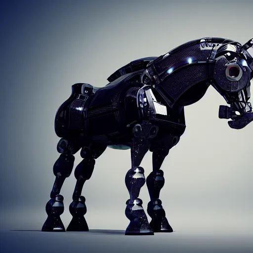 Image similar to a robot similar to a horse, octane render, photorealistic, octane render