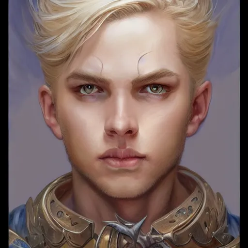 Prompt: A 22 year old Swedish male with short blonde hair and stubble as a fantasy D&D character, art by Donato Giancola and Bayard Wu, digital art, trending on artstation, 4k