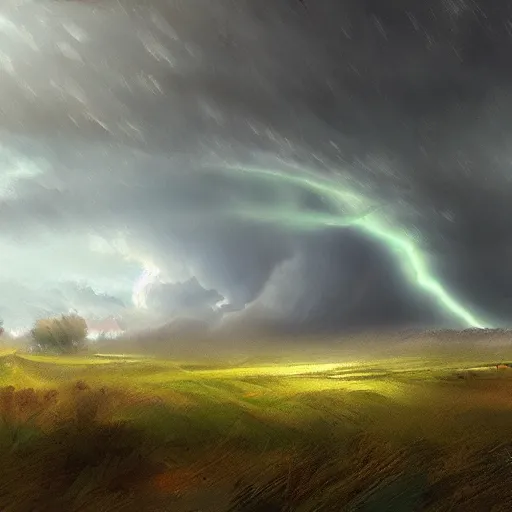 Image similar to a tornado in the distant landscape, hdr, artstation, shuttershock, 4 dimensions
