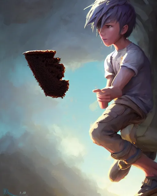 Prompt: a ( ( boy as personification of chocolate cupcake ) ), fantasy bakery, digital painting by krenz cushart, greg rutkowski, artgerm, laurie greasly, wlop, intricate, highly detailed!!, sharp focus, smooth, epic composition, joyful, unreal engine, masterpiece, 8 k, interesting background