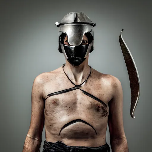 Prompt: an award winning portrait photo of a futuristic warrior
