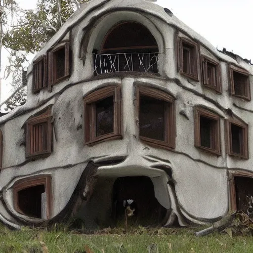 Image similar to nice comfy house of a dangerous and not good looking monster from hell