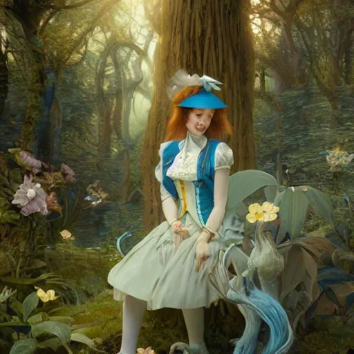 Image similar to Alice in wonderland, masterpiece by Edgar Maxence and Ross Tran and Michael Whelan, gustav dore, 8k, octane render