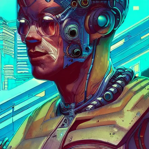 Image similar to comic book illustration, cyberpunk concept art, a portrait of a cybernetic monk meditating in lotus pose, art by josan gonzales and wlop, highly detailed, intricate, sci-fi, sharp focus, Trending on Artstation HQ, deviantart