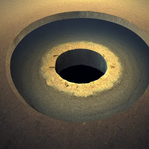 Image similar to a hole leading down to the center of the earth, in the abyss
