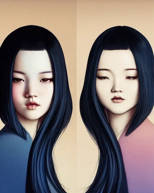 Prompt: touka a japanese woman, half body portrait, long black hair, playful smile, female beauty, symmetrical face hyperrealism, backlit, pastel color gradients, by keathe butcher and joe fenton and greg rutkowski, soft lighting, sharp details