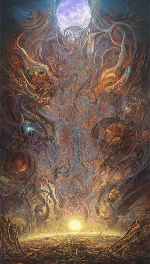 Prompt: psytrance artwork, by john howe