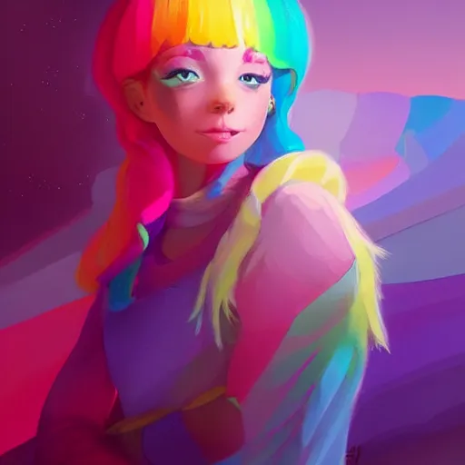 Image similar to painted portrait of a rainbow brite, fantastically pastel colors, octane render, matte painting concept art, official fanart behance hd artstation by jesper elsing, by rhads and makoto shinkai and lois van baarle and ilya kuvshinov and rossdraws