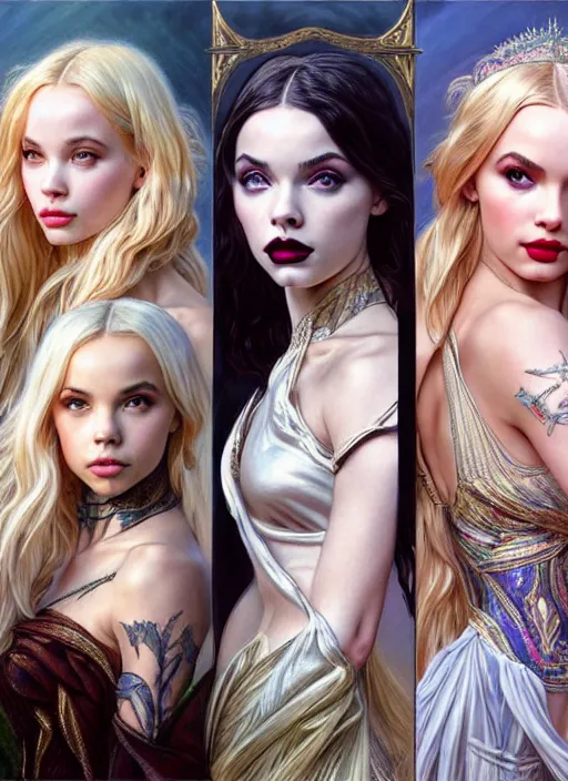 Image similar to ultra realistic illustration, a stunningly beautiful greek gothic goddess of chaos played by jordyn jones and dove cameron and margot robbie and taylor swift and megan fox, intricate, elegant, highly detailed, digital painting, artstation, concept art, smooth, sharp focus, illustration, art by artgerm and greg rutkowski and alphonse mucha