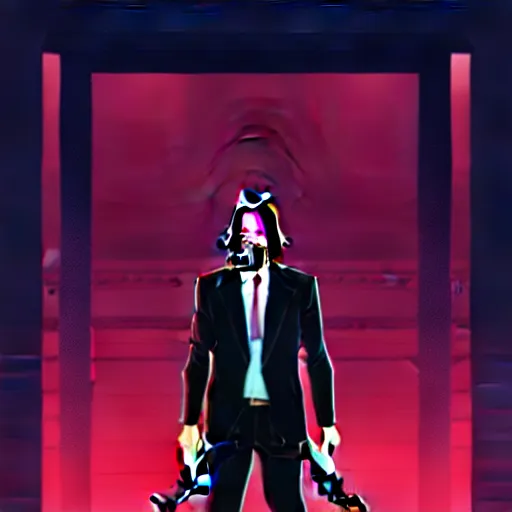 Image similar to john wick, hotline miami art style, by wlop