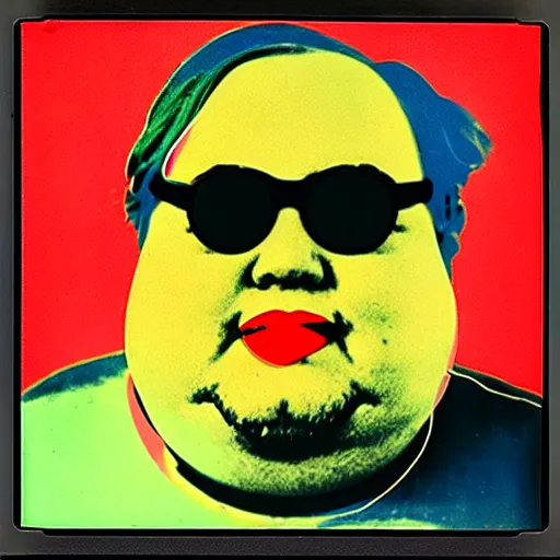 Image similar to color polaroid portrait of a fat man by andy warhol.