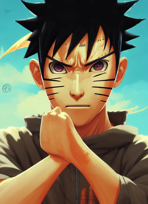 Image similar to highly detailed portrait of naruto uzumaki with black hair, punching a wall in a prison cell, art by greg rutkowski, loish, rhads, ferdinand knab, makoto shinkai and lois van baarle, ilya kuvshinov, rossdraws, tom bagshaw, global illumination, radiant light, detailed and intricate environment