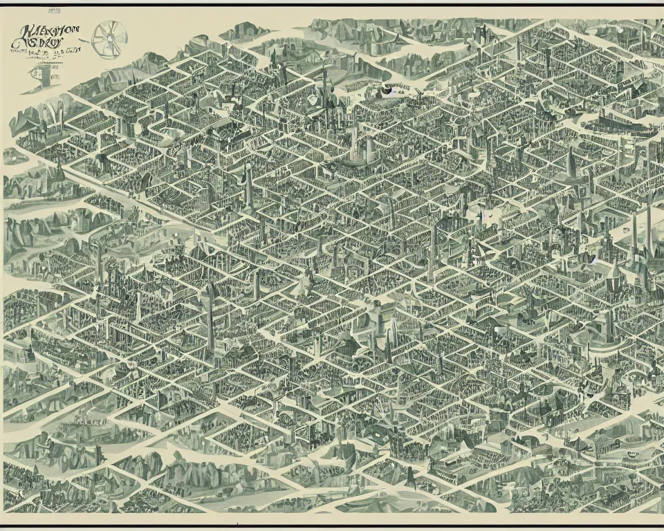 Prompt: theme park style isometric map of Washington, D.C. by Hasui Kawase and Lyonel Feininger