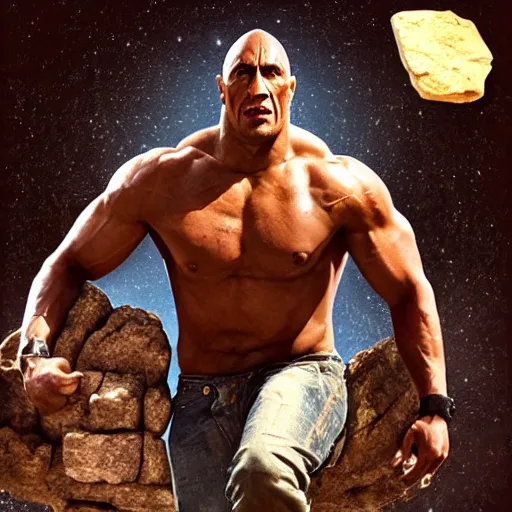 Prompt: the rock but he's a stone golem