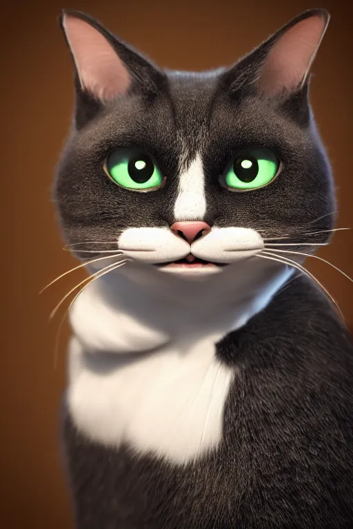 Prompt: a cat wearing a formal overcoat, portait photo, profile picture, hyperrealistic, concept art, octane render, unreal engine 5, digital art, high quality, highly detailed, 8K, cute, defined face, elegant clothes, trending on DeviantArt, Pixar style