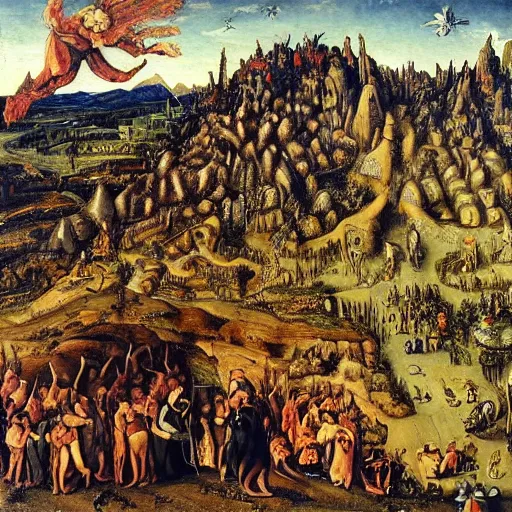 Prompt: this is hell, oil painting by albrecht altdorfer