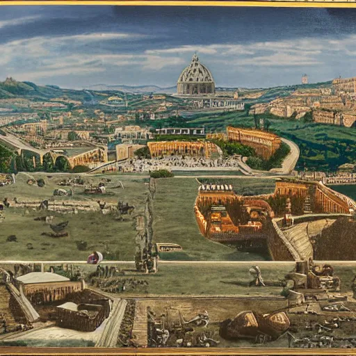 Prompt: Landscape of the city of Rome in 2456