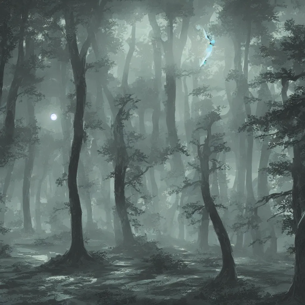 Image similar to a moonlit clearing in the woods, ttrpg gridless map, beautiful, 8 k, high quality digital art