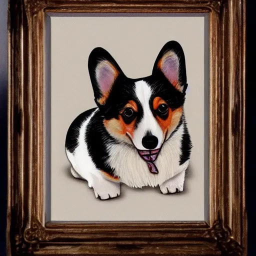 Prompt: corgi dog painting, leonardo da vinci style