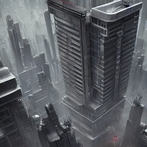 Image similar to dystopian regime concrete megacity, depressing, artstation