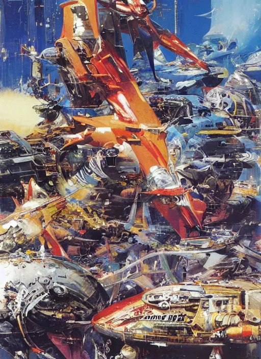 Prompt: masterpiece book cover illustration by the great famous sci - fi artist john berkey.