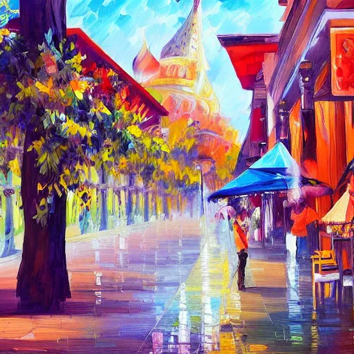 Prompt: a summer day spent (drinking tequila at the russian tea room), Aenami Alena, Afremov Leonid