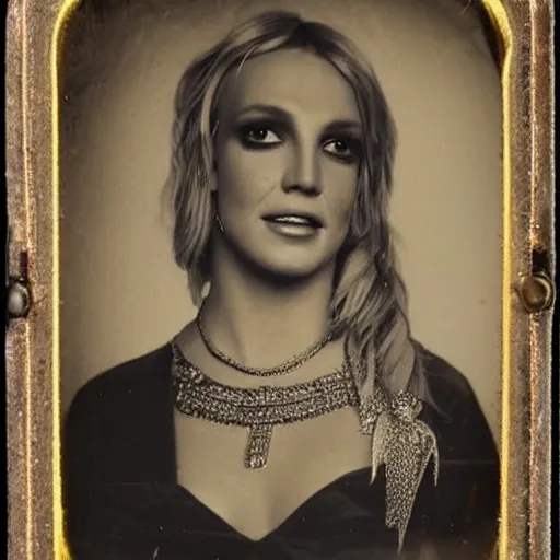 Image similar to ambrotype portrait of britney spears wearing formal clothing, very detailed, very intricate,