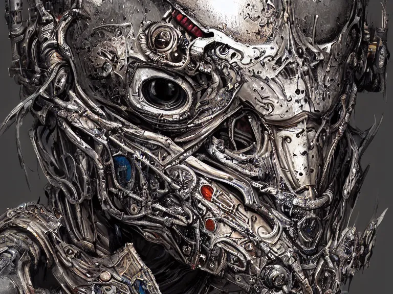 Image similar to portrait art of 8k ultra realistic undead army , detailed intricate ornate armour,decaying, cybernetic, full of colour, cinematic lighting, battered, trending on artstation, 4k, hyperrealistic, focused, extreme details,unreal engine 5, cinematic, masterpiece, art by ayami kojima, giger